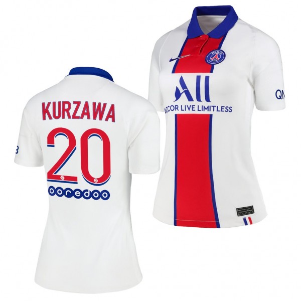 Women's Layvin Kurzawa Jersey Paris Saint-Germain Away White Replica 2020-21