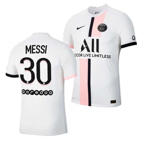 Men's Lionel Messi Jersey Paris Saint-Germain Away White 2021-22 Authentic