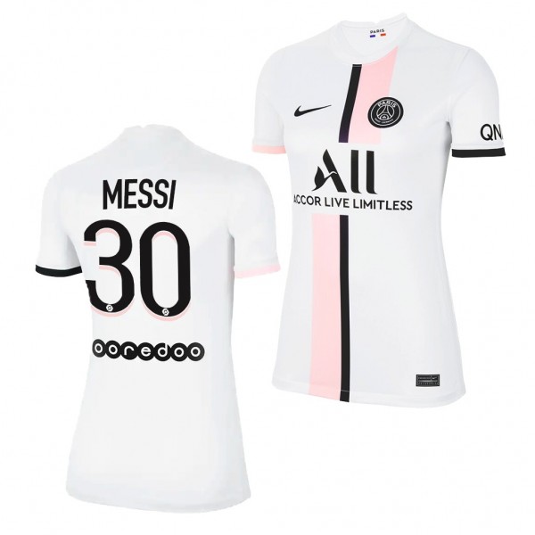 Women's Lionel Messi Jersey Paris Saint-Germain Away White Replica 2021-22