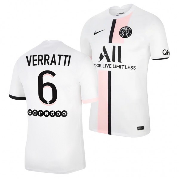 Men's Marco Verratti Paris Saint-Germain 2021-22 Away Jersey White Replica