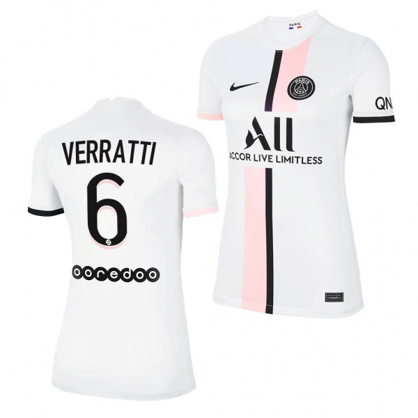 Women's Marco Verratti Jersey Paris Saint-Germain Away White Replica 2021-22
