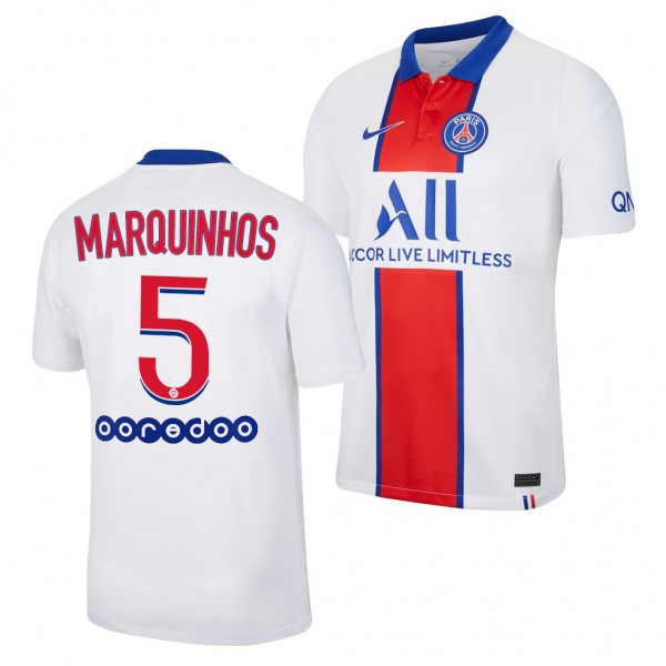 Men's Marquinhos Paris Saint-Germain 2020-21 Away Jersey White Replica