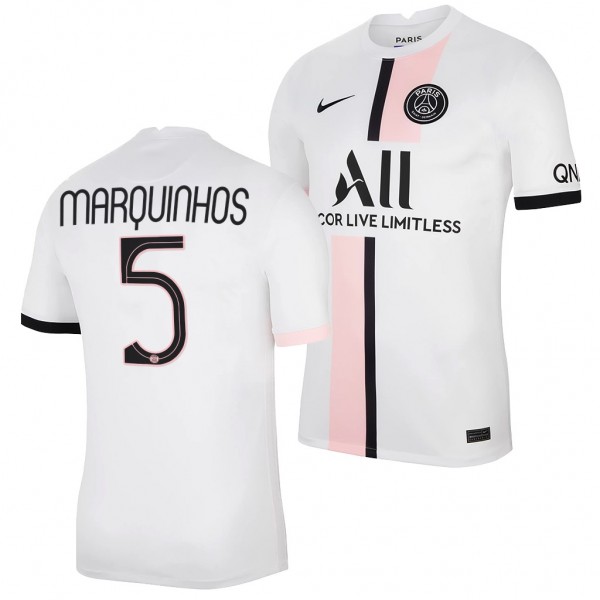 Men's Marquinhos Paris Saint-Germain 2021-22 Away Jersey White Replica Business