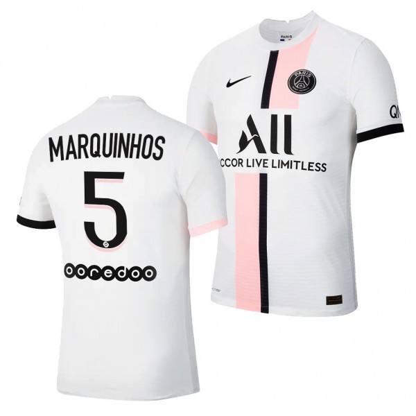 Men's Marquinhos Jersey Paris Saint-Germain Away White 2021-22 Authentic