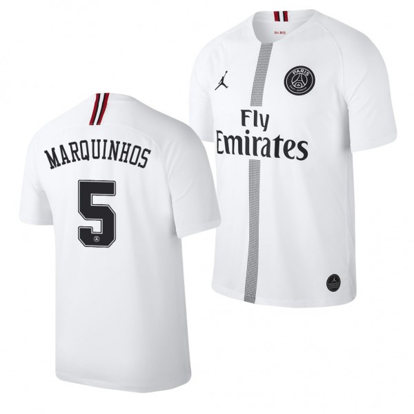 Men's Champions League Paris Saint-Germain Marquinhos White Jersey