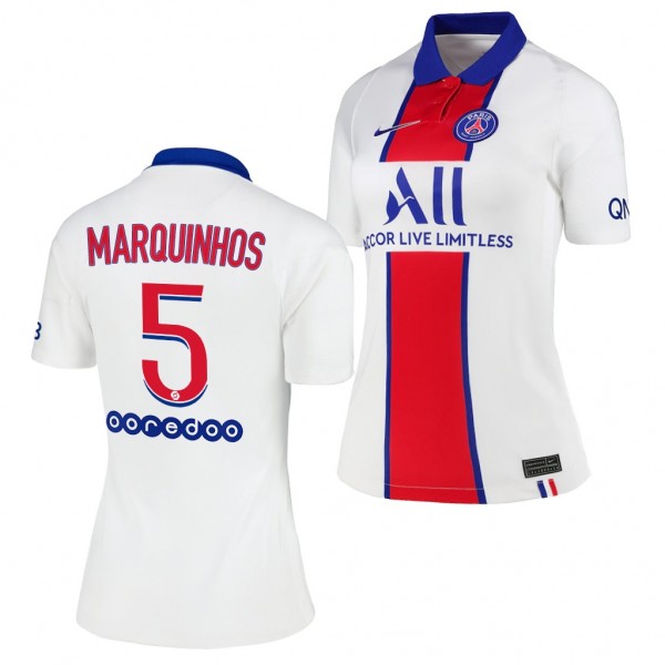 Women's Marquinhos Jersey Paris Saint-Germain Away White Replica 2020-21