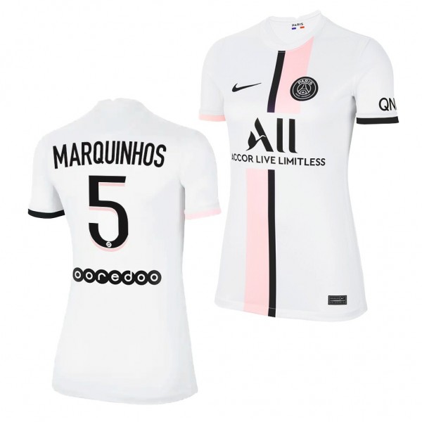 Women's Marquinhos Jersey Paris Saint-Germain Away White Replica 2021-22