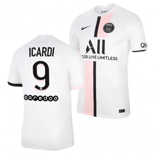 Men's Mauro Icardi Paris Saint-Germain 2021-22 Away Jersey White Replica Business