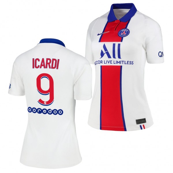 Women's Mauro Icardi Jersey Paris Saint-Germain Away White Replica 2020-21