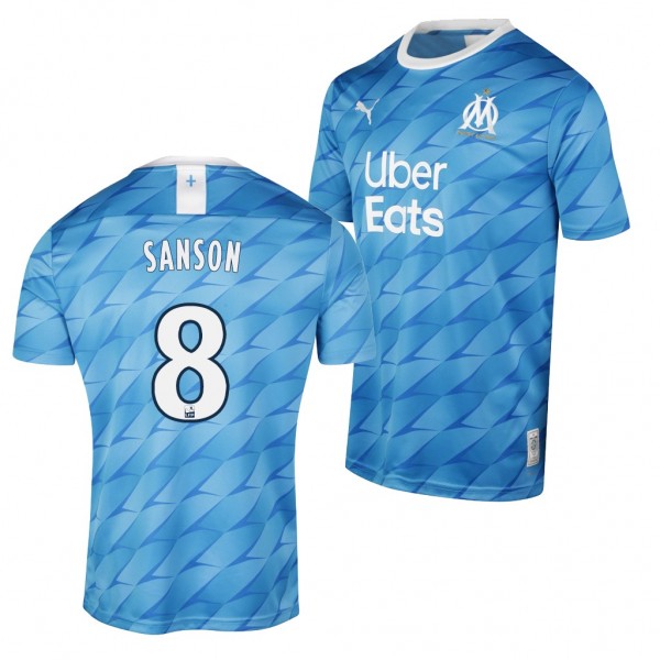 Men's Olympique De Marseille Morgan Sanson Away Jersey 19-20 Light Blue