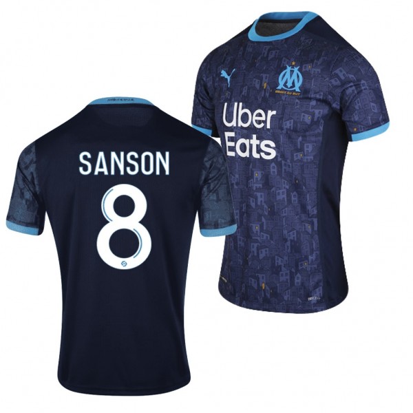 Men's Morgan Sanson Jersey Olympique De Marseille Away 2020-21 Short Sleeve