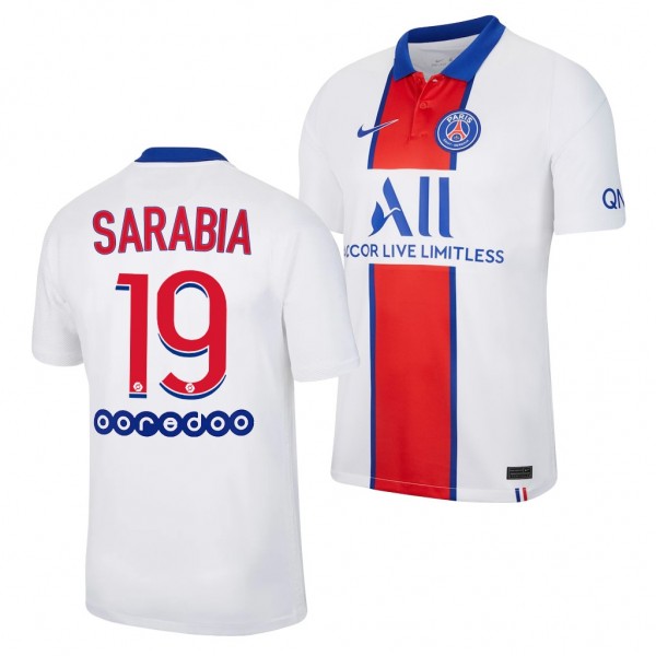 Men's Pablo Sarabia Paris Saint-Germain 2020-21 Away Jersey White Replica
