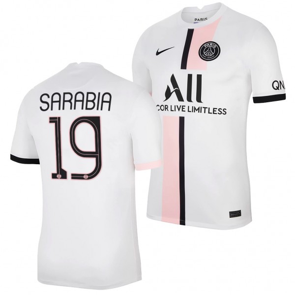 Men's Pablo Sarabia Paris Saint-Germain 2021-22 Away Jersey White Replica Business