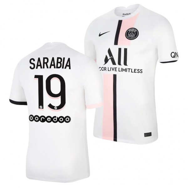 Men's Pablo Sarabia Paris Saint-Germain 2021-22 Away Jersey White Replica