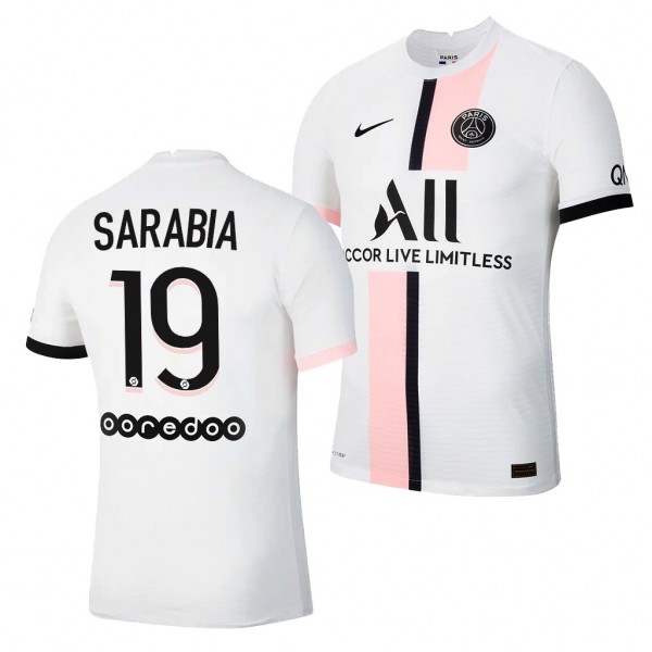 Men's Pablo Sarabia Jersey Paris Saint-Germain Away White 2021-22 Authentic