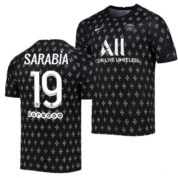 Men's Pablo Sarabia Paris Saint-Germain 2021-22 Pre-Match Jersey Black Raglan