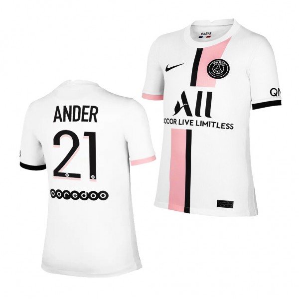 Youth Ander Herrera Jersey Paris Saint-Germain 2021-22 White Away Replica