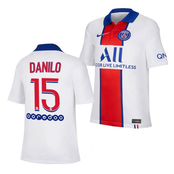 Youth Danilo Pereira Jersey Paris Saint-Germain 2020-21 White Away Replica