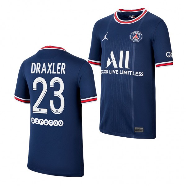 Youth Julian Draxler Jersey Paris Saint-Germain Blue Home 2021-22 Breathe Stadium