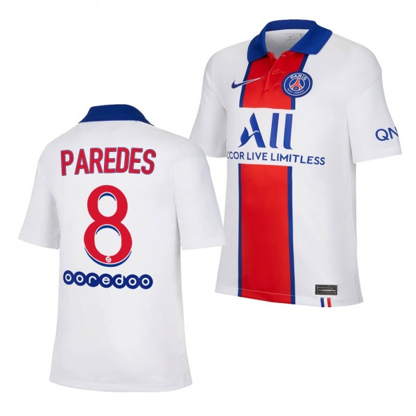 Youth Leandro Paredes Jersey Paris Saint-Germain 2020-21 White Away Replica