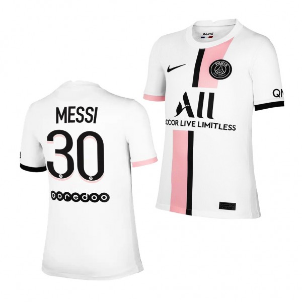 Youth Lionel Messi Jersey Paris Saint-Germain 2021-22 White Away Replica