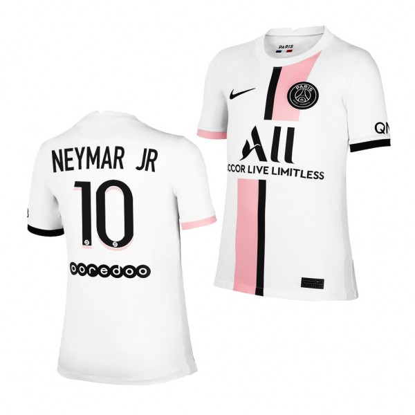 Youth Neymar Jr. Jersey Paris Saint-Germain 2021-22 White Away Replica