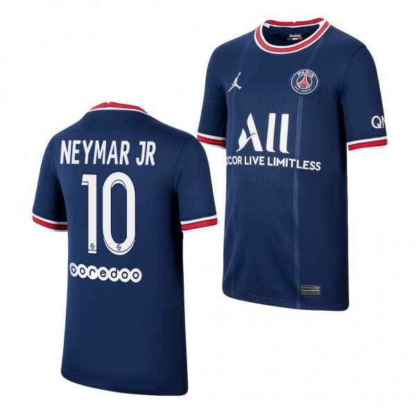 Youth Neymar Jr. Jersey Paris Saint-Germain Blue Home 2021-22 Breathe Stadium