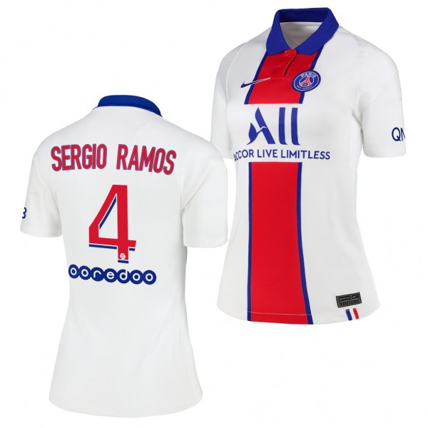 Women's Sergio Ramos Jersey Paris Saint-Germain Away White Replica 2020-21