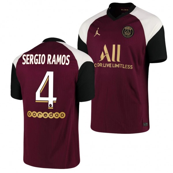 Men's Sergio Ramos Paris Saint-Germain 2020-21 Third Jersey Maroon Replica