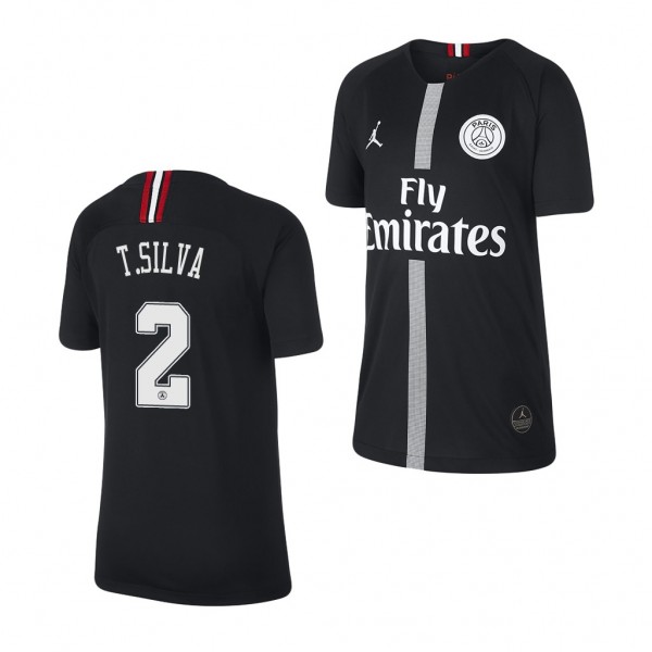 Youth Champions League Paris Saint-Germain Thiago Silva Jersey Black