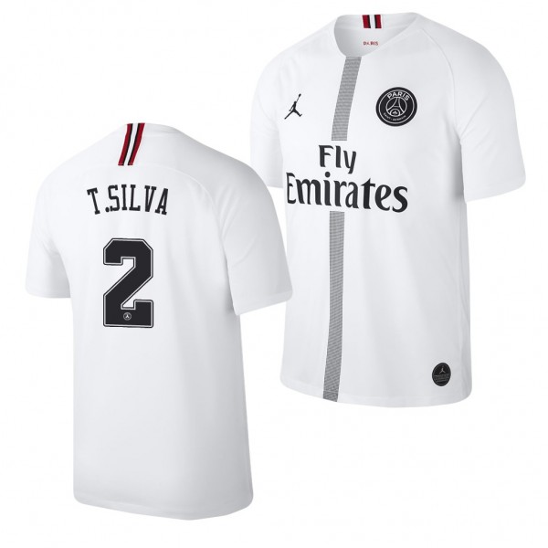 Men's Champions League Paris Saint-Germain Thiago Silva White Jersey