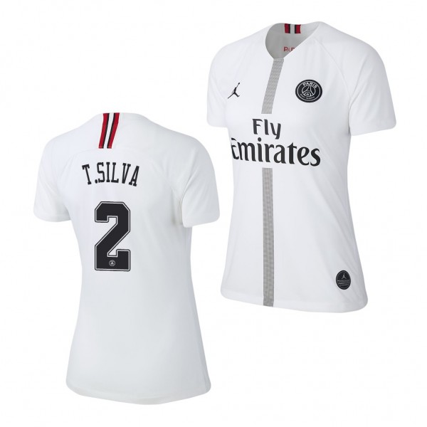Women's Champions League Paris Saint-Germain Thiago Silva Jersey White