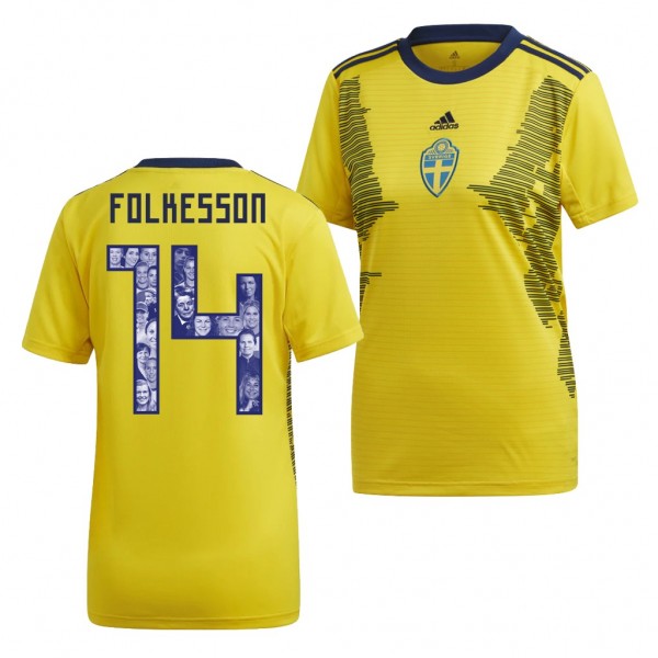 Women's Sweden Hanna Folkesson 2019 World Cup Jersey Yellow