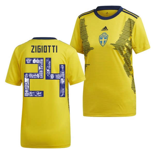 Women's Sweden Julia Zigiotti 2019 World Cup Jersey Yellow