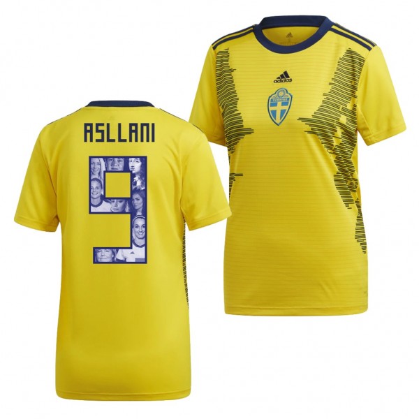 Women's Sweden Kosovare Asllani 2019 World Cup Jersey Yellow