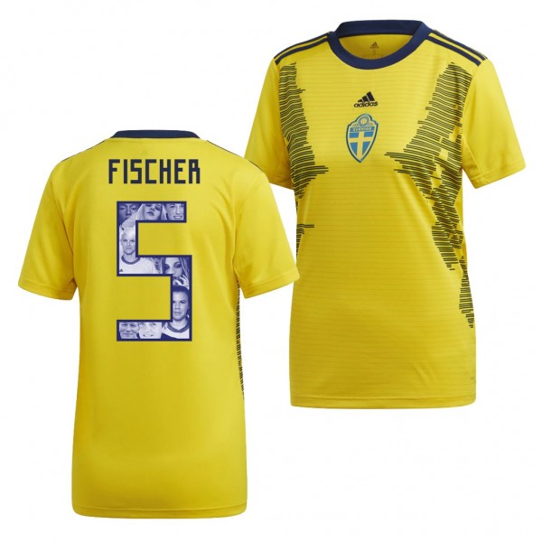 Women's Sweden Nilla Fischer 2019 World Cup Jersey Yellow