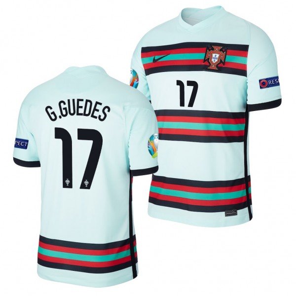 Men's Gonzalo Guedes Portugal EURO 2020 Jersey Teal Away Replica