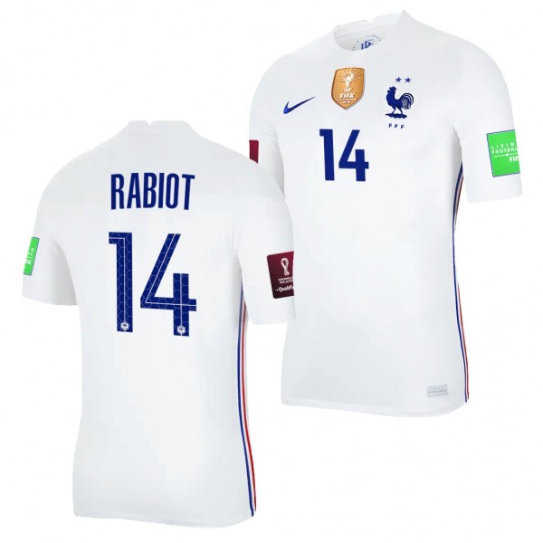 Men's Adrien Rabiot France Away Jersey White 2022 Qatar World Cup Stadium