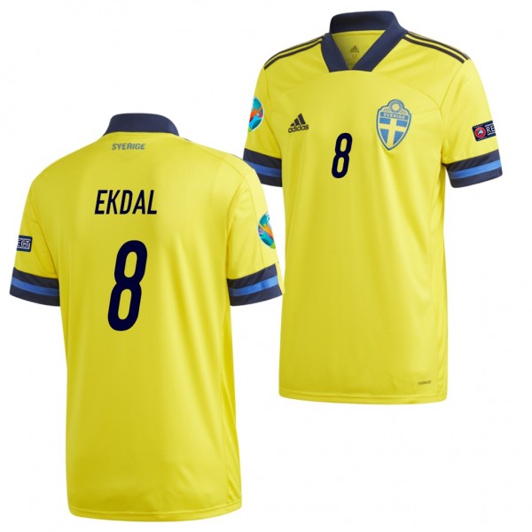 Men's Albin Ekdal Sweden Home Jersey Yellow EURO 2020