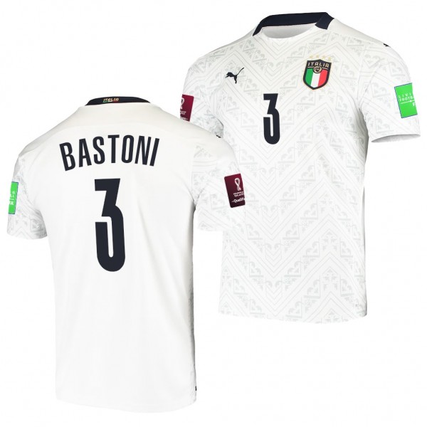 Men's Alessandro Bastoni Italy Away Jersey White 2022 Qatar World Cup