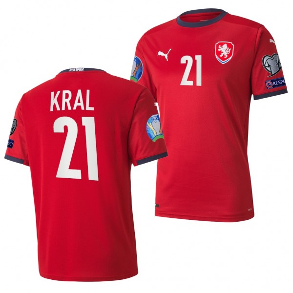 Men's Alex Kral Czech EURO 2020 Jersey Red Home Replica