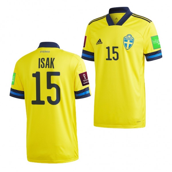 Men's Alexander Isak Sweden Home Jersey Yellow 2022 Qatar World Cup Replica