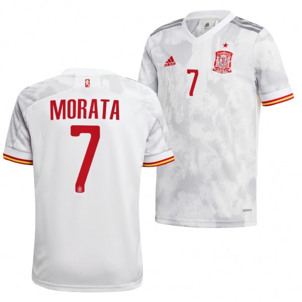 Men's Alvaro Morata Spain Away Jersey White 2022 Qatar World Cup Replica