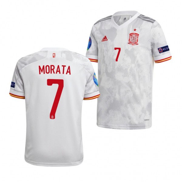 Youth Alvaro Morata EURO 2020 Spain Jersey White Away