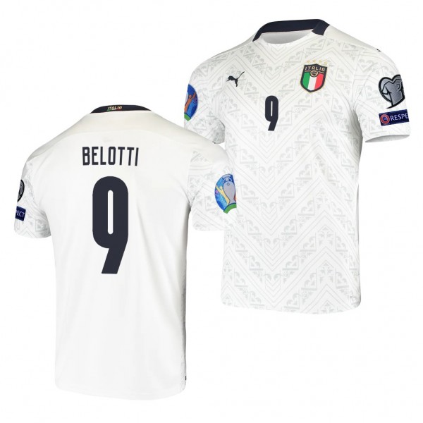 Men's Andrea Belotti Italy EURO 2020 Jersey White Away Replica