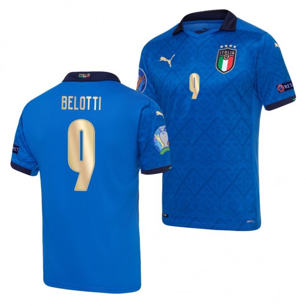 Men's Andrea Belotti Italy EURO 2020 Jersey Blue Home Replica