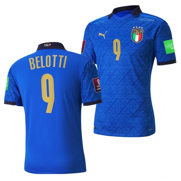 Men's Andrea Belotti Italy Home Jersey Blue 2022 Qatar World Cup