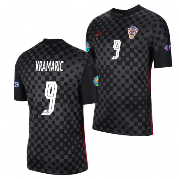 Men's Andrej Kramaric Croatia Away Jersey Black EURO 2020