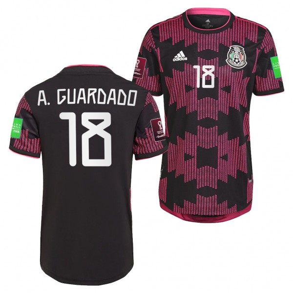 Men's Andres Guardado Jersey Mexico National Team Home Black 2021-22 Authentic
