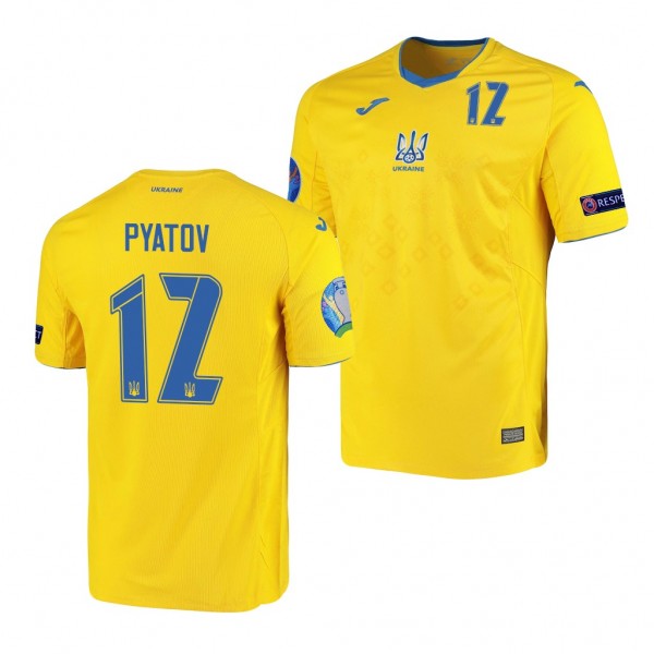 Men's Andriy Pyatov Ukraine EURO 2020 Jersey Yellow Home Replica